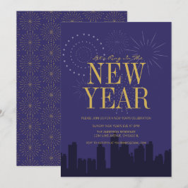 Moderne Skyline Silvester Party Card Einladung