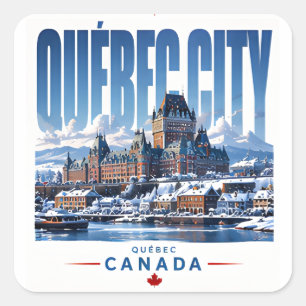 🏰 Moderne Skyline von Quebec City 🏰 Quadratischer Aufkleber