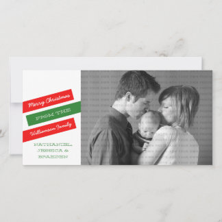 Moderne Slant Holiday Foto Card (rot/grün) Feiertagskarte