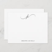 Moderne Slate Gray Monogram Script Kalligraphie Mitteilungskarte (Vorne/Hinten)