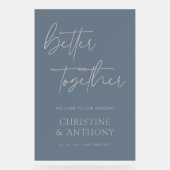 Moderne Slate Gray & Silver Better Together Weddin Acrylschild (Vorderseite)