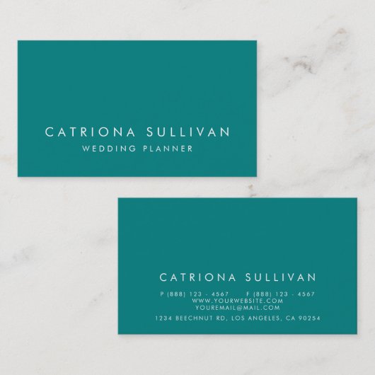 Moderne Sleek Elegante Aquamarine Visitenkarte (Vorne/Hinten)