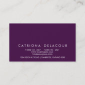 Moderne Sleek Elegante Dark Lila Business Card Visitenkarte (Rückseite)