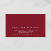 Moderne Sleek Elegante Firebrick Red Business Card Visitenkarte (Rückseite)