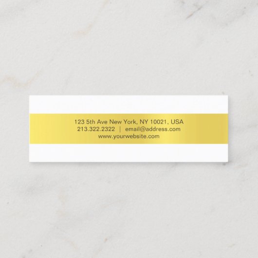 Moderne Sleek Elegantes Gold Design Trendy Schlich Mini Visitenkarte (Rückseite)