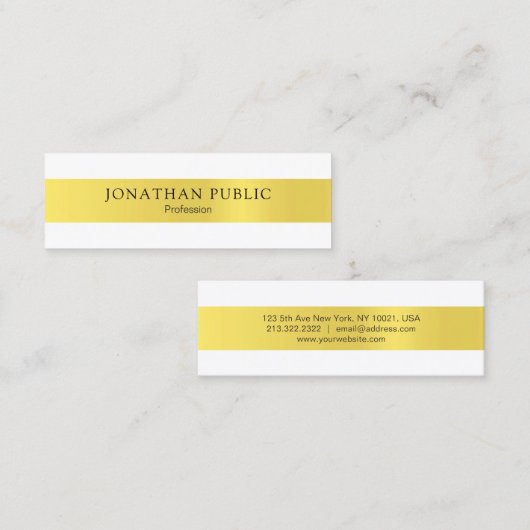 Moderne Sleek Elegantes Gold Design Trendy Schlich Mini Visitenkarte (Vorne/Hinten)