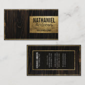 Moderne Sleek Gold Border Dark Wood Business Card Visitenkarte (Vorne/Hinten)