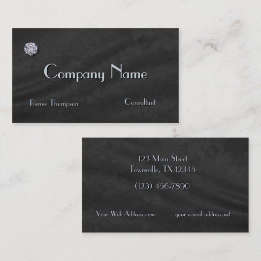 Moderne Sleek-Imitate Diamond auf schwarzem Velvet Visitenkarte (Vorne/Hinten)