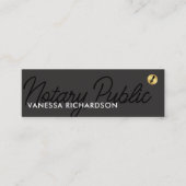 Moderne Sleek Notary Black Gray Gold Einfache Mark Mini Visitenkarte (Vorderseite)