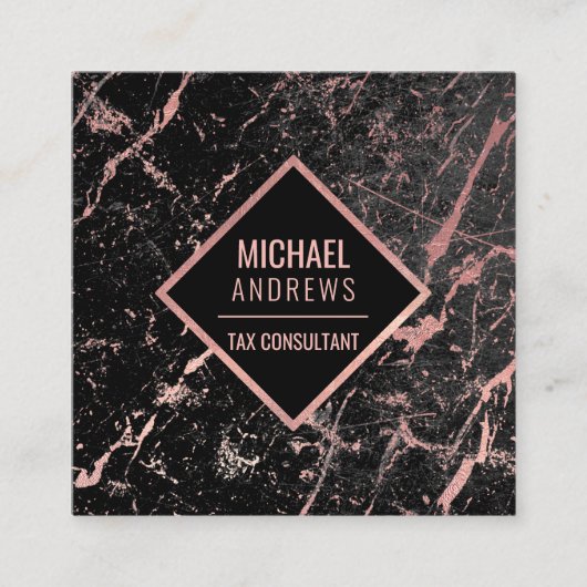 Moderne Sleek Rose Goldene Forelle Quadratische Visitenkarte (Vorderseite)