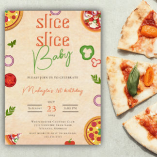 Moderne Slice Slice Baby Pizza Erster Geburtstag I Einladung