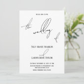 Moderne Slim Handwriting Einfach die Hochzeit von Einladung (Stehend Vorderseite)