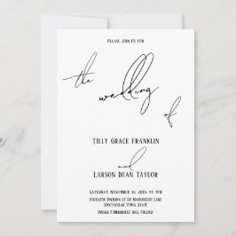 Moderne Slim Handwriting Einfach die Hochzeit von Einladung