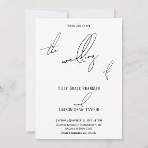 Moderne Slim Handwriting Einfach die Hochzeit von Einladung