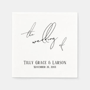 Moderne Slim Handwriting Einfach die Hochzeit von Serviette