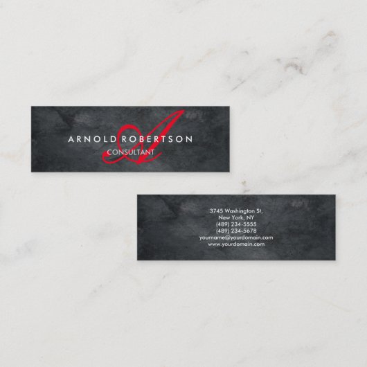 Moderne Slim Monogram Trendy Gray Schlicht Mini Visitenkarte (Vorne/Hinten)