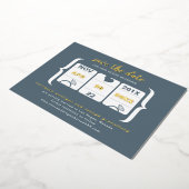 Moderne Slotmaschine Hochzeit rettet das Datum Folieneinladung (Gedreht)