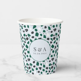 Moderne Smaragd-Terrazzo-Muster Pappbecher
