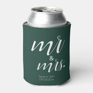Moderne Smaragdgrün Fette Mr & Mrs Hochzeit  Dosenkühler