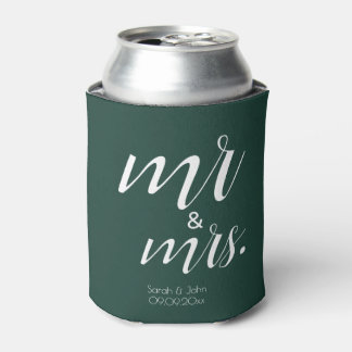 Moderne Smaragdgrün Fette Mr & Mrs Hochzeit Dosenkühler