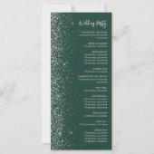 Moderne Smaragdgrün-Silber-Glitter-Schrift Hochzei (Rückseite)