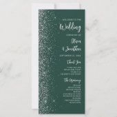 Moderne Smaragdgrün-Silber-Glitter-Schrift Hochzei (Vorderseite)