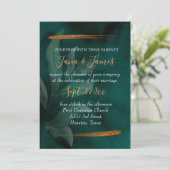 moderne Smaragdgrün und Blätter Einladung (Stehend Vorderseite)