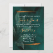 moderne Smaragdgrün und Blätter Einladung (Vorderseite)