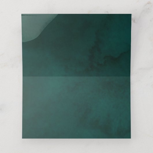 moderne Smaragdgrün und Blätter Platzkarte (Innenseite Aufgefaltet)