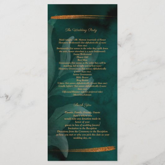 moderne Smaragdgrün und Blätter Programm (Rückseite)