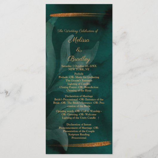 moderne Smaragdgrün und Blätter Programm (Vorderseite)