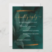 moderne Smaragdgrün und Blätter UAWG Einladung (Vorderseite)