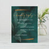 moderne Smaragdgrün und Blätter UAWG Einladung (Stehend Vorderseite)