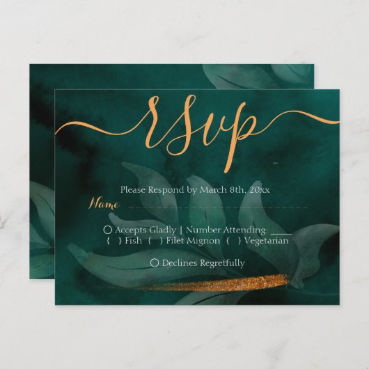 moderne Smaragdgrün und Blätter UAWG Postkarte (Vorne/Hinten)