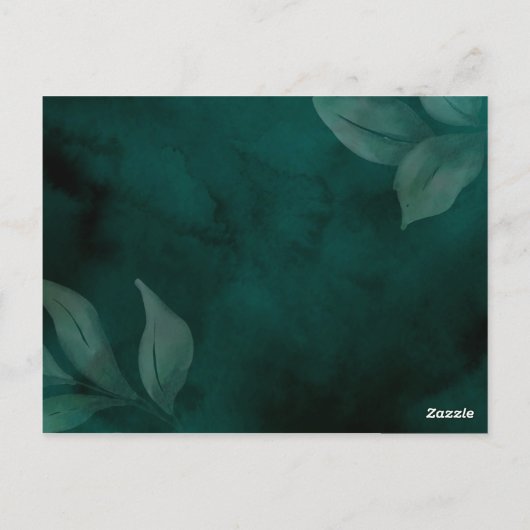 moderne Smaragdgrün und Blätter UAWG Postkarte (Rückseite)