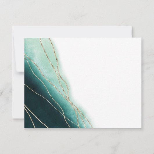 Moderne Smaragdgrün und goldene Farbe Save The Date (Rückseite)