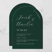 Moderne Smaragdgrüne Arch-Engagement-Partei Einladung (Vorne/Hinten)