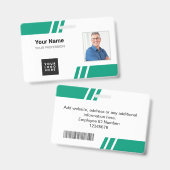 Moderne Smaragdgrüne benutzerdefinierte Mitarbeite Ausweis (Vorder- & Rückseite)