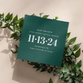 Moderne smaragdgrüne, einfache minimalistische Hoc Save The Date