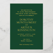 Moderne Smaragdgrüne Hochzeit Folieneinladung (Vorderseite)