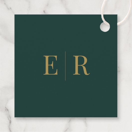 Moderne Smaragdgrüne Hochzeitstags Geschenkanhänger (Rückseite)