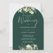 Moderne Smaragdgrüne QR Code Foto Arch Wedding Einladung (Vorderseite)
