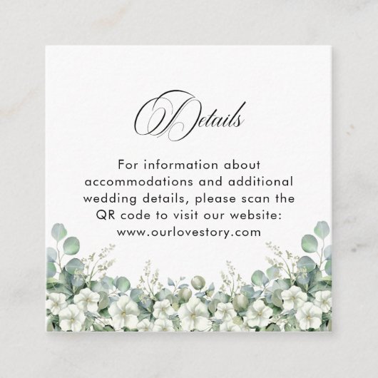 Moderne Smaragdgrüne QR Code Hochzeitsdetails Begleitkarte (Vorderseite)