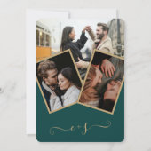 Moderne Smaragdgrüne Schriftzeichen Foto-Initialen Einladung (Rückseite)