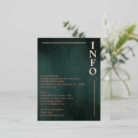 Moderne Smaragdgrüne Schwarze Elegante Einladung (Stehend vorne)