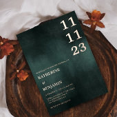 Moderne Smaragdgrüne Schwarze Hochzeit Folieneinladung