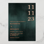 Moderne Smaragdgrüne Schwarze Hochzeit Folieneinladung (Vorderseite)