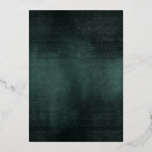 Moderne Smaragdgrüne Schwarze Hochzeit Folieneinladung (Rückseite)