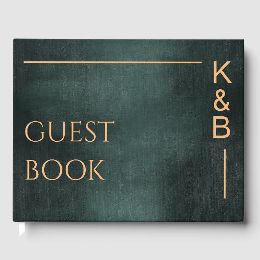 Moderne Smaragdgrüne Schwarze Hochzeit Gästebuch (Vorderseite)