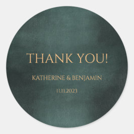 Moderne Smaragdgrüne Schwarze Hochzeit Runder Aufkleber